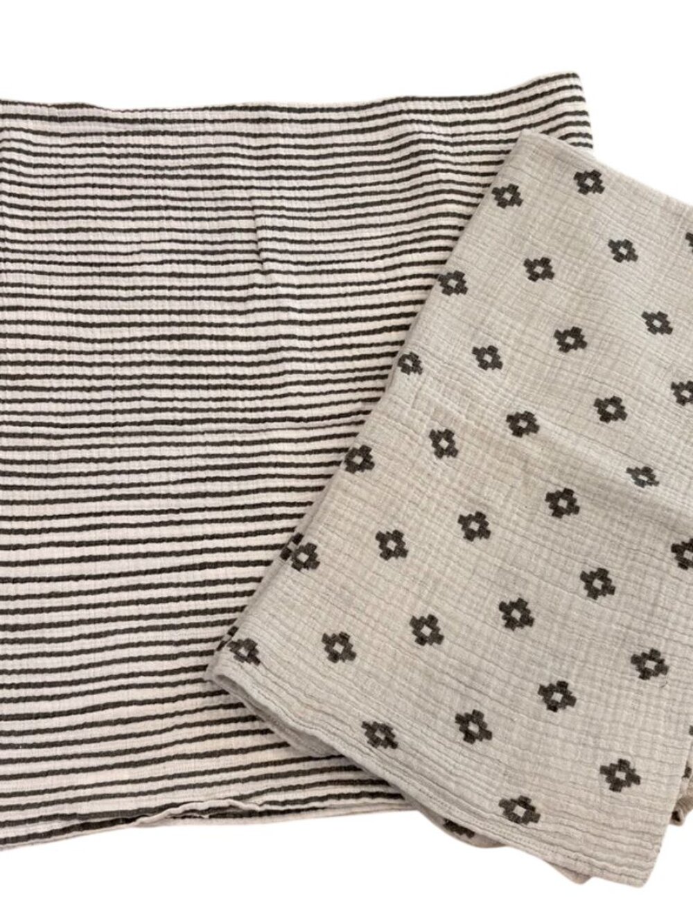 Aden + Anais Muslin Swaddle Blankets 2-Pack Gray Stripe & Floral Print